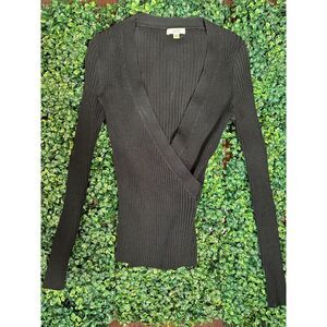 Vintage Cache Black Ribbed Longsleeve Top Size Small